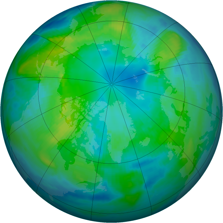 Arctic ozone map for 19 October 1998